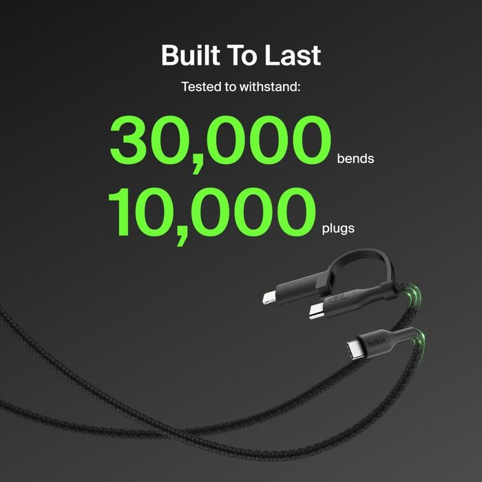 Belkin BoostCharge Pro 2-in-1 USB-C to USB-C/ Lightning (1.5M) - Black (CAC003fq1.5MBK), 60W, 480Mbps, 30K+ Bends, Intertek-Certified,2 Years Warranty - Image 3