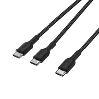 Belkin BoostCharge Pro Braided USB-C to Dual USB-C Cable (1.5M) - Black (CAC004fq1.5MBK), 140W, 480Mbps, 350K+ Bends, Apple, 2 Years Warranty - Image 3