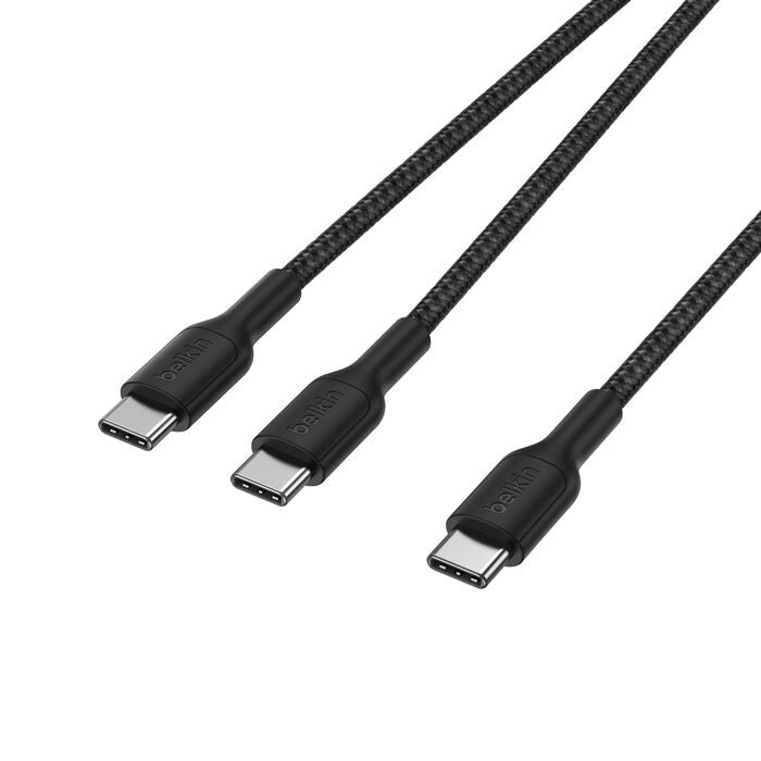 Belkin BoostCharge Pro Braided USB-C to Dual USB-C Cable (1.5M) - Black (CAC004fq1.5MBK), 140W, 480Mbps, 350K+ Bends, Apple, 2 Years Warranty - Image 3