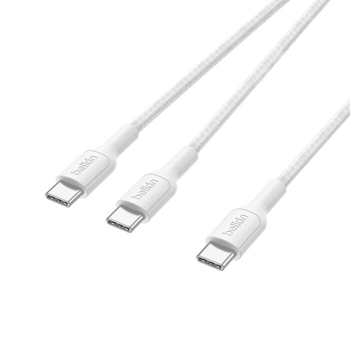 Belkin BoostCharge Pro Braided USB-C to Dual USB-C Cable (1.5M) - White (CAC004fq1.5MWH), 140W, 480Mbps, 350K+ Bends, Apple, 2 Years Warranty - Image 3