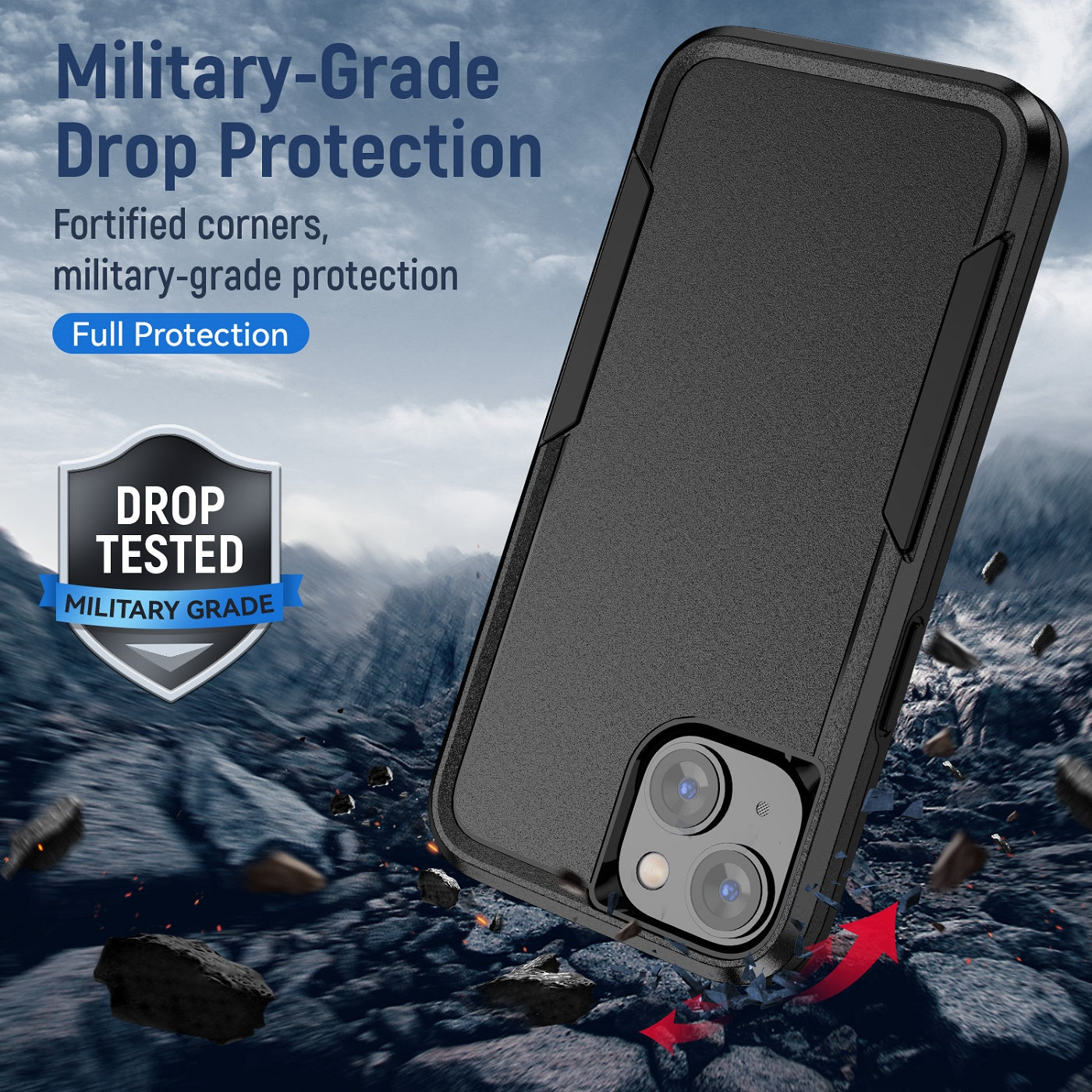 Phonix Rugged Apple iPhone 14 Plus (6.7") Armor Light Case Black - No-Slip, Sleek, Drop-Protection, Strong & Durable, 3 Years Warranty - Image 2