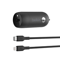 Belkin BoostCharge 30W USB-C PD Car Charger + Lightning to USB-C Cable (1M) - Black (CCA004bt1MBK-B5), USB-IF Certified, Apple iPhone, 2 YearsWarranty - Image 1