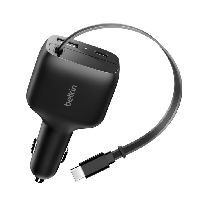 Belkin BoostCharge 75W Retractable Car Charger - Black (CCC001fqBK), Fast Charge, Retractable Cable (75CM), 1x USB-A, 1x USB-C, 2 Years Warranty - Image 4