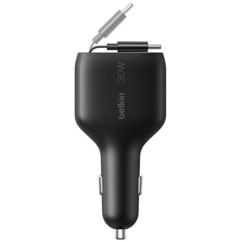 Belkin BoostCharge 30W Retractable Car Charger - Black (CCC002fqBK),Fast Charge,Retractable Cable(70cm),1x USB-A,1x USB-C,$2500 CEW,2 Years Warranty - Image 3