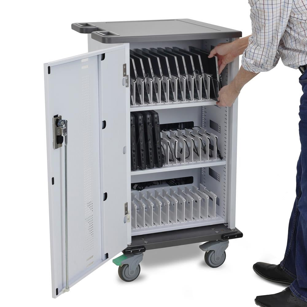 YES30 Basic Charging Cart for Mini-Laptops & Chromebook -  White/Grey (CCEGYES30LTPCHR4), 1 Year Warranty - Image 2