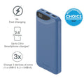 Cygnett ChargeUp Boost 3rd Gen 10K mAh Power Bank-Blue(CY4342PBCHE),1x USB-C(15W),2x USB-A(12W),15cm USB-C Cable, Charge 3 Devices, 2 Years Warran - Image 1