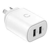Cygnett PowerPlus 12W Dual Port Wall Charger - White (CY3671PDWLCH), 2x USB-A (12W), Lightweight & Compact Design, Charge 2x Devices, 2 Years Warranty - Image 1
