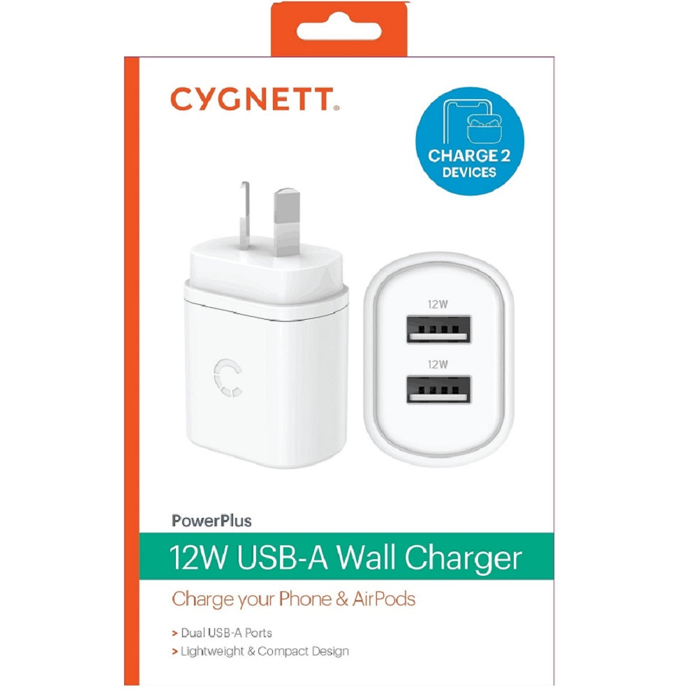Cygnett PowerPlus 12W Dual Port Wall Charger - White (CY3671PDWLCH), 2x USB-A (12W), Lightweight & Compact Design, Charge 2x Devices, 2 Years Warranty - Image 4