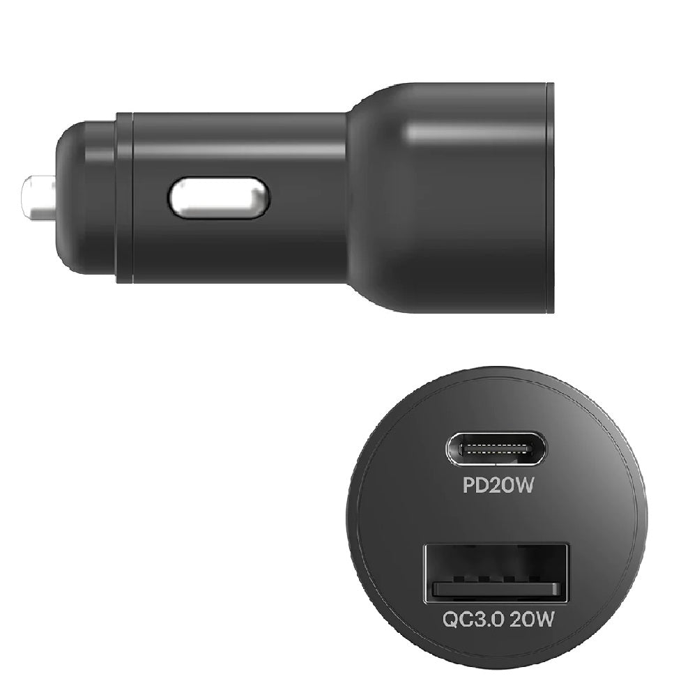 Cygnett CarPower 20W Dual Port Car Charger with 20W USB-C PD + 20W QC 3.0 USB-A-Black(CY3637CYCCH), Fast Charge, Max 20W, 2 Years Warranty - Image 2