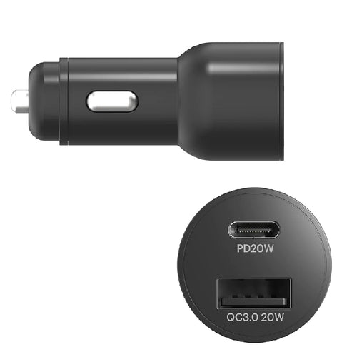 Cygnett CarPower 20W Dual Port Car Charger with 20W USB-C PD + 20W QC 3.0 USB-A-Black(CY3637CYCCH), Fast Charge, Max 20W, 2 Years Warranty - Image 2