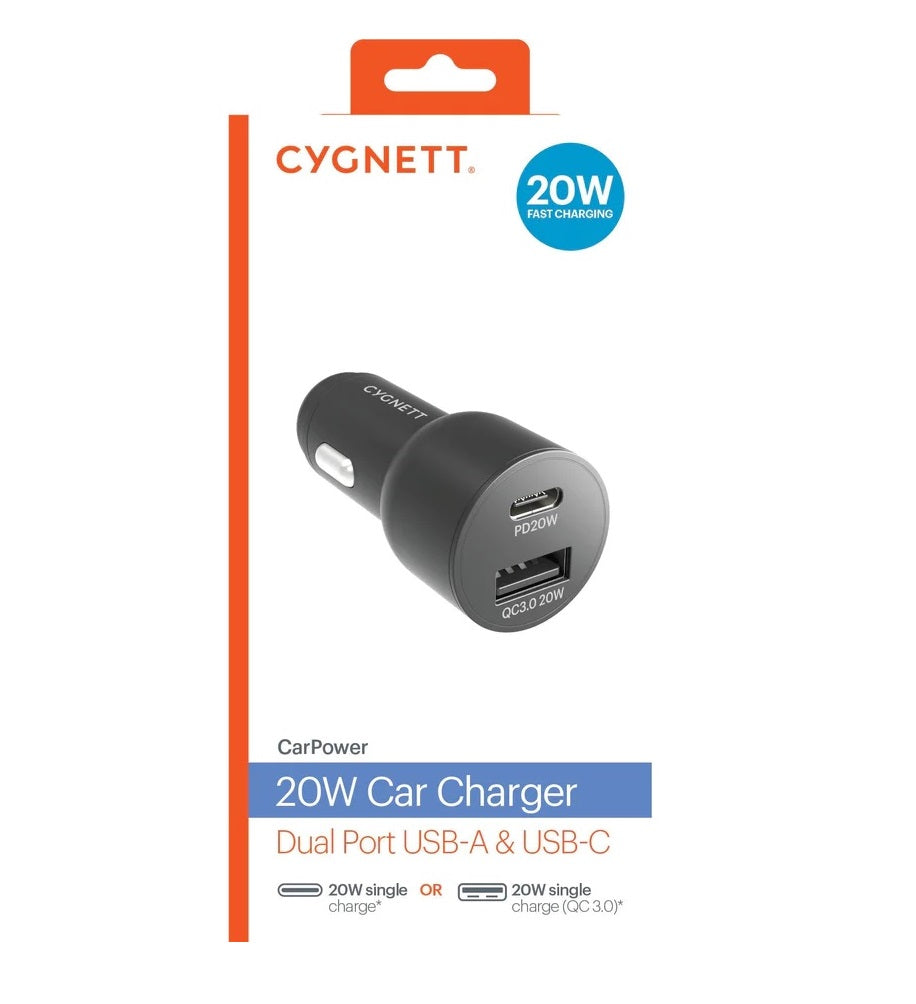 Cygnett CarPower 20W Dual Port Car Charger with 20W USB-C PD + 20W QC 3.0 USB-A-Black(CY3637CYCCH), Fast Charge, Max 20W, 2 Years Warranty - Image 4