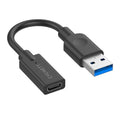 Cygnett Essentials USB-A Male to USB-C Female (10CM) Cable Adapter - Black(CY3321PCUSA),5GBPS Fast Data Transfer,Compact Design, 2 Years Warranty - Image 1