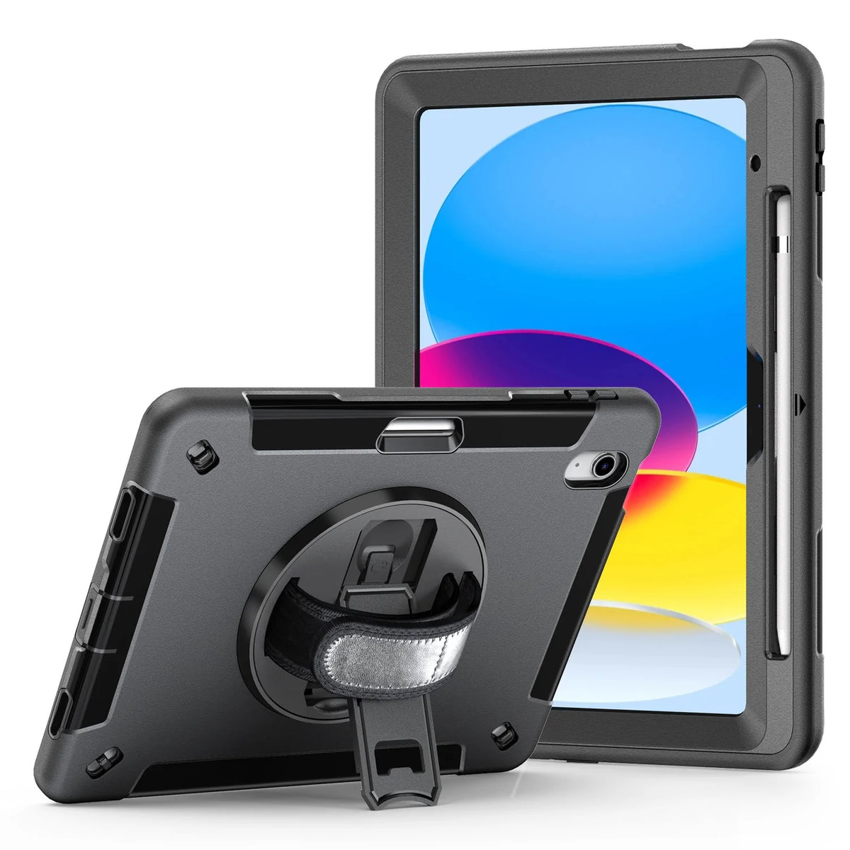 USP Rugged Apple iPad (11") (A16) (11th Gen) / iPad (10.9") (10th Gen) Case Black -Built-in-Kickstand,Hand & Shoulder Strap,DropProof,5 Years Warranty - Image 5