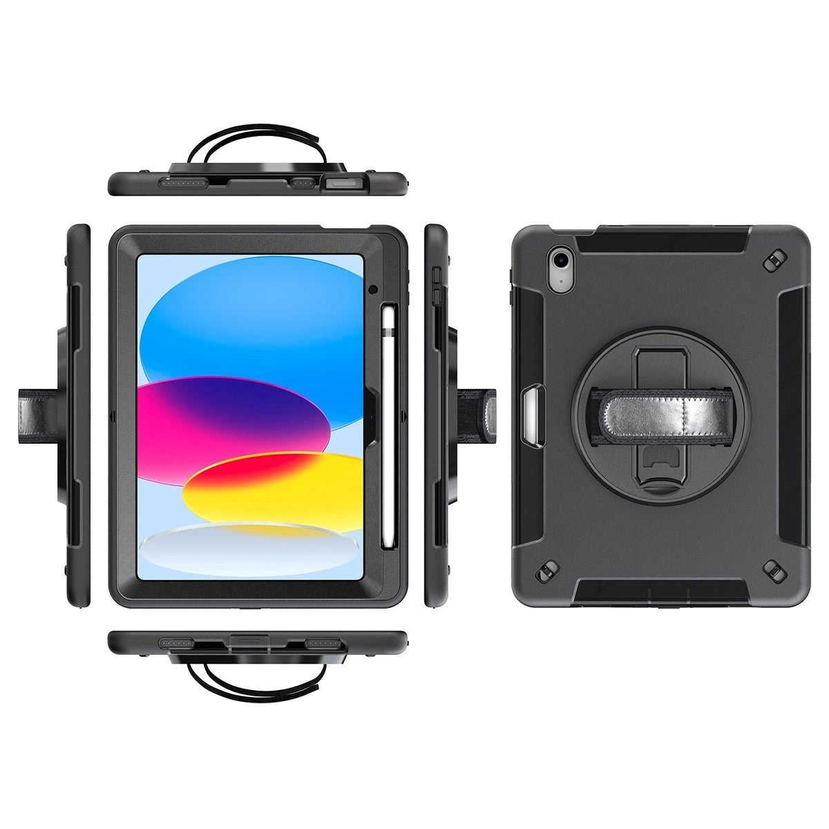 USP Rugged Apple iPad Air (9.7') (2nd/1st Gen) / iPad (9.7") (6th/5th Gen) Case Black - Built-in-Kickstand, Hand & Shoulder Strap, 5 Years Warranty - Image 3