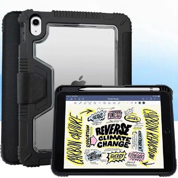 USP Rugged Apple iPad (11") (A16) (11th Gen) / iPad (10.9") (10th Gen) Case Black - Built-in-Kickstand,Hand & Shoulder Strap,DropProof,5 Years Warrant