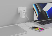 Cygnett PowerMaxx 100W Multiport GaN Wall Charger - White(CY4373PDWCH), 1x USB-A (18W),2x USB-C PD(100W),Chargex 3 Devices, 2 Years Warranty - Image 2
