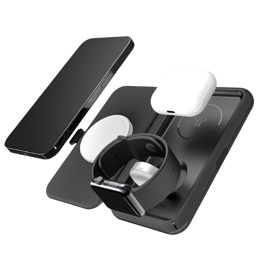 Cygnett MagTravel 15W 3-in-1 Wireless Charger - BlacK (CY4530WIRDE),MagSafe & Qi2 Compatible,1M USB-C Cable, Perfect for Travel, 2 Years Warranty - Image 2