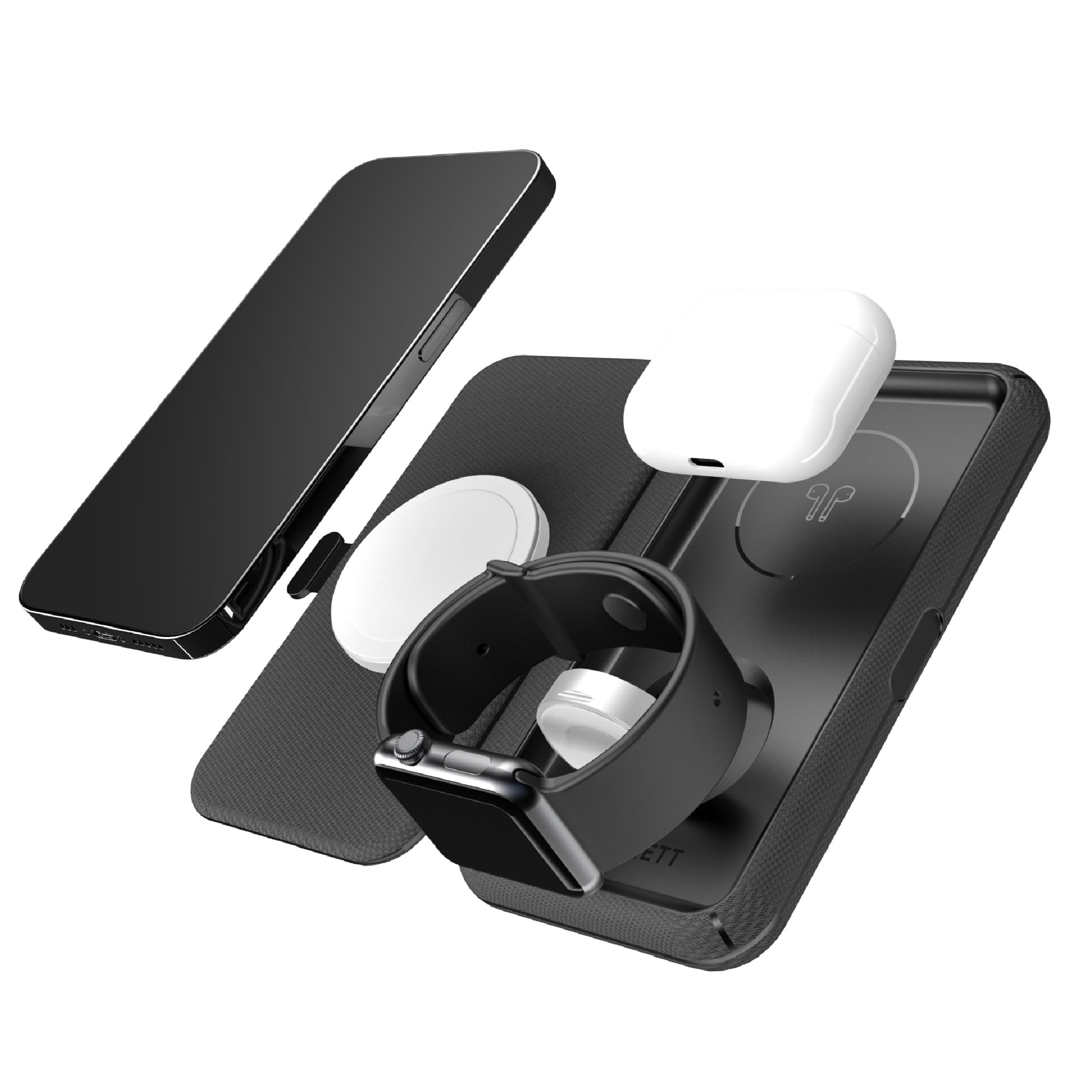 Cygnett MagTravel 15W 3-in-1 Wireless Charger - BlacK (CY4530WIRDE),MagSafe & Qi2 Compatible,1M USB-C Cable, Perfect for Travel, 2 Years Warranty - Image 2