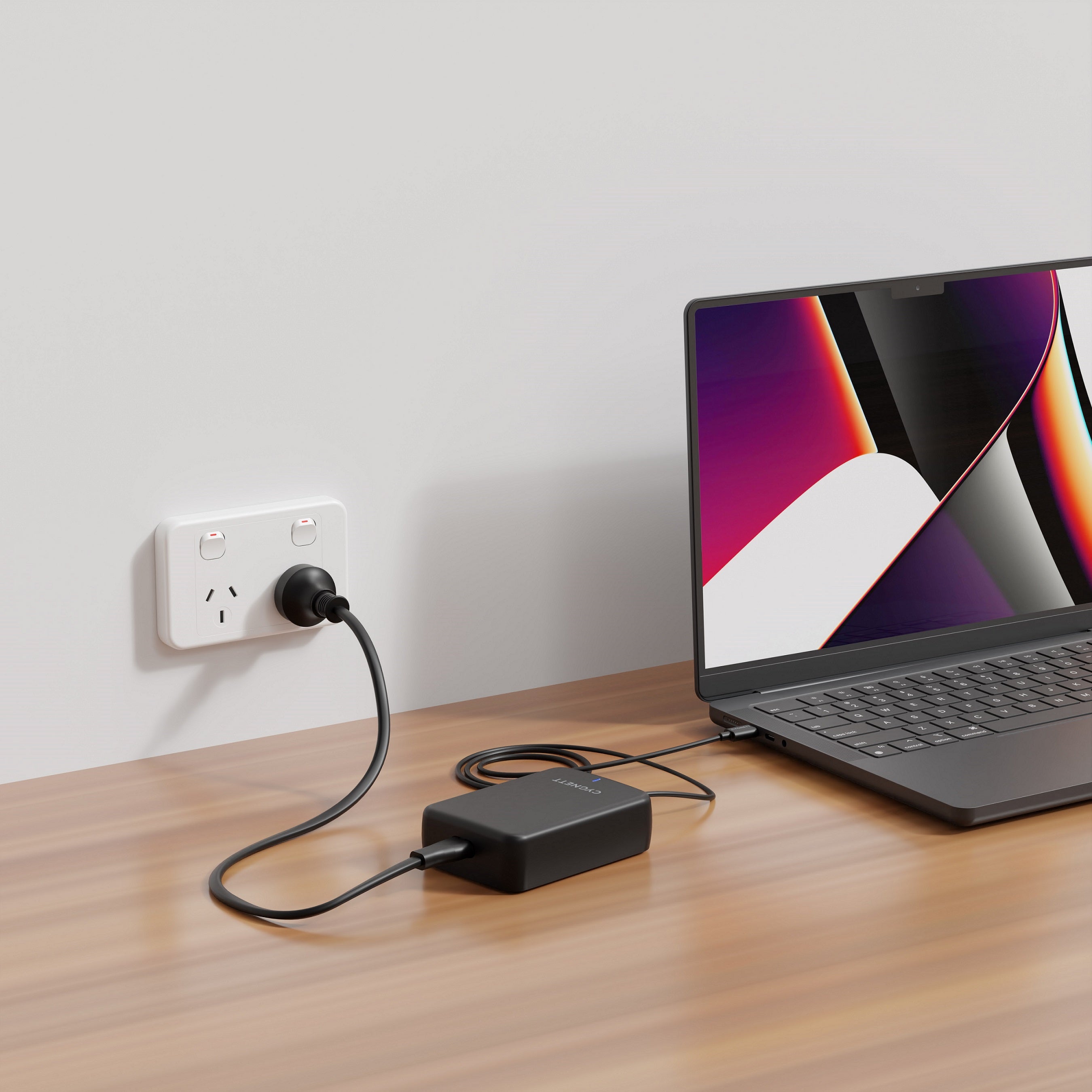 LS Cygnett PowerMaxx 140W USB-C GaN Laptop Charger - Black (CY4531PDWCH) Integrated 1M USB-C Cable,Fast Charging,Travel-Ready,2 Years Warranty - Image 2