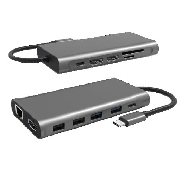 Cygnett Unite 12-in-1 USB-C Multiport Hub Adapter Dock(CY4549HUB12)4xUSB-A 2xUSB-C(100W PD/3.0)3xHDMI(60Hz/30Hz) 1xMicro SD,2Years Warranty - Image 1