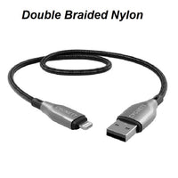 Cygnett Armoured Braided Lightning to USB-A (2.0) (0.5M) Cable - Black (CY4657PCCAL), 2.5A/12W, 480Mbps, Turbo Charge, Apple iPhone, 5 Years Warranty - Image 2