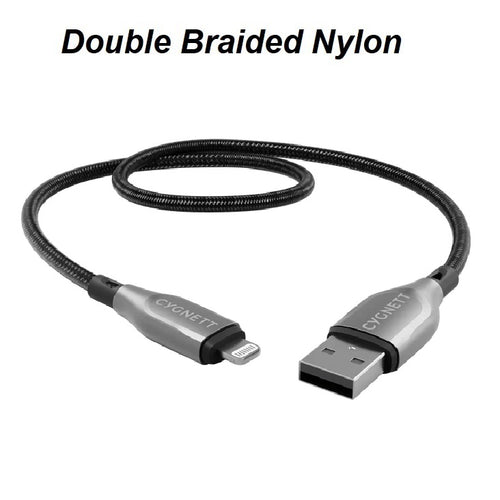 Cygnett Armoured Braided Lightning to USB-A (2.0) (0.5M) Cable - Black (CY4657PCCAL), 2.5A/12W, 480Mbps, Turbo Charge, Apple iPhone, 5 Years Warranty - Image 2