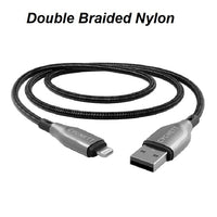 Cygnett Armoured Braided Lightning to USB-A (2.0) (2M) Cable - Black (CY4660PCCAL), 2.5A/12W, 480Mbps, Turbo Charge, Apple iPhone, 5 Years Warranty - Image 2