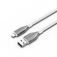 Cygnett Armoured Braided Lightning to USB-A (2.0) (2M) Cable - White (CY4661PCCAL), 2.5A/12W, 480Mbps, Turbo Charge, Apple iPhone, 5 Years Warranty - Image 1
