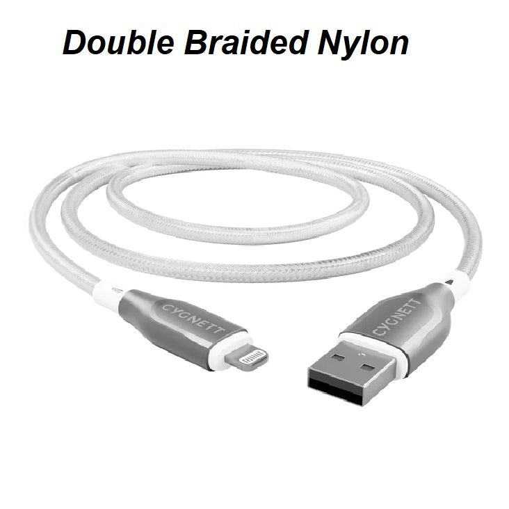 Cygnett Armoured Braided Lightning to USB-A (2.0) (2M) Cable - White (CY4661PCCAL), 2.5A/12W, 480Mbps, Turbo Charge, Apple iPhone, 5 Years Warranty - Image 2