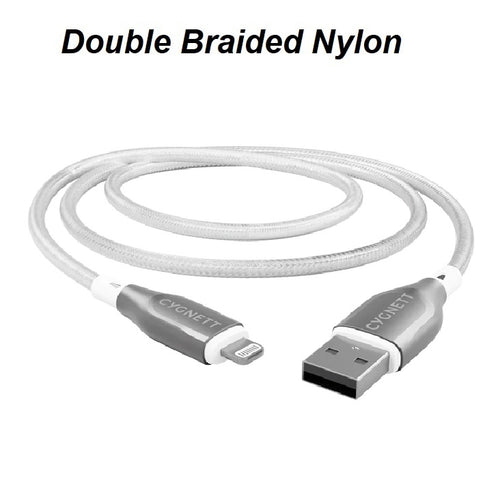 Cygnett Armoured Braided Lightning to USB-A (2.0) (2M) Cable - White (CY4661PCCAL), 2.5A/12W, 480Mbps, Turbo Charge, Apple iPhone, 5 Years Warranty - Image 2