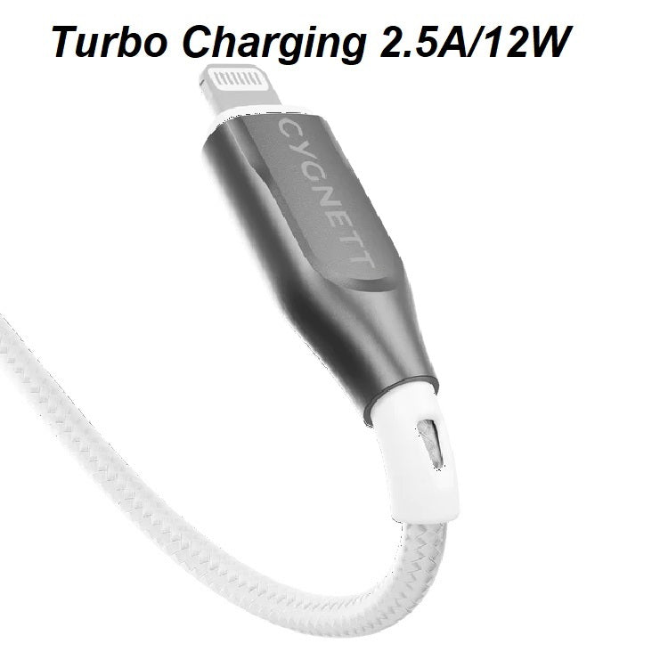 Cygnett Armoured Braided Lightning to USB-A (2.0) (2M) Cable - White (CY4661PCCAL), 2.5A/12W, 480Mbps, Turbo Charge, Apple iPhone, 5 Years Warranty - Image 4