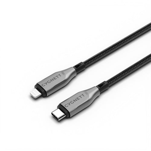 Cygnett Armoured Lightning to USB-C (2.0) Cable (50cm) -Black(CY4666PCCCL),30W,Braided,480Mbps Transfer,Fast Charge iPhone/iPad, MFi, 5 Years Warranty - Image 1