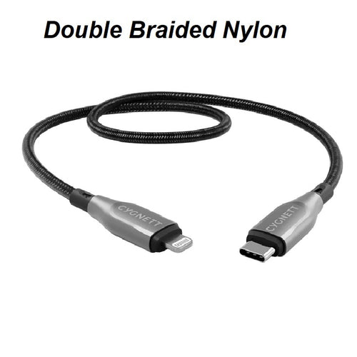 Cygnett Armoured Lightning to USB-C (2.0) Cable (50cm) -Black(CY4666PCCCL),30W,Braided,480Mbps Transfer,Fast Charge iPhone/iPad, MFi, 5 Years Warranty - Image 2