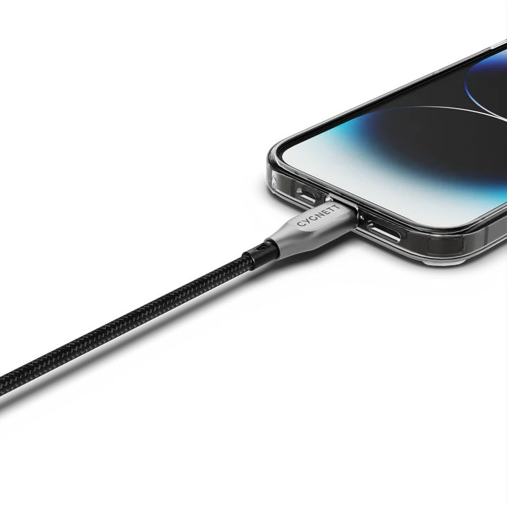 Cygnett Armoured Lightning to USB-C (2.0) Cable (50cm) -Black(CY4666PCCCL),30W,Braided,480Mbps Transfer,Fast Charge iPhone/iPad, MFi, 5 Years Warranty - Image 3