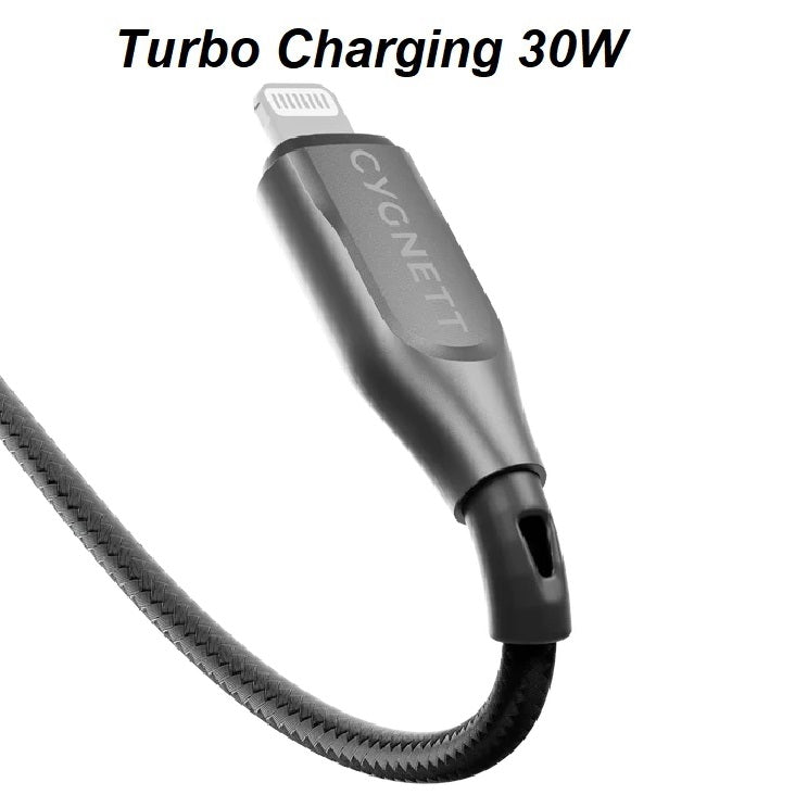 Cygnett Armoured Lightning to USB-C (2.0) Cable (1M) - Black(CY4667PCCCL),30W,Braided, 480Mbps Transfer,Fast Charge iPhone/iPad, MFi, 5 Years Warr - Image 4