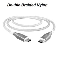 Cygnett Armoured Braided USB-C to USB-C (2.0) Cable (2M) - White (CY4677PCTYC), 5A/100W, 480Mbps, Turbo Charge, Best for Laptop, 5 Years Warranty - Image 2