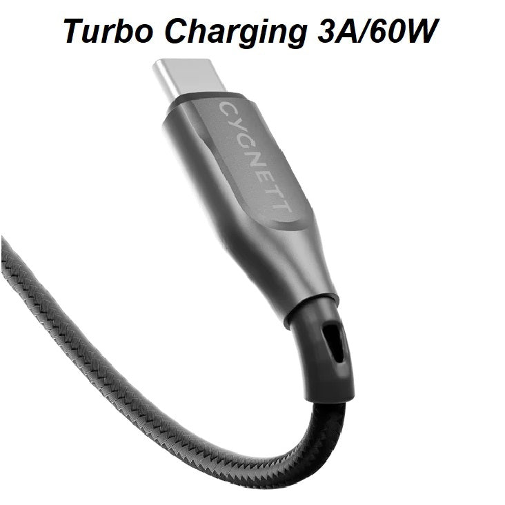 Cygnett Armoured Braided USB-C to USB-A (2.0) Cable (1M) - Black (CY4681PCUSA), 3A/60W, 480Mbps, Turbo Charge, Best for Laptop, 5 Years Warranty - Image 4