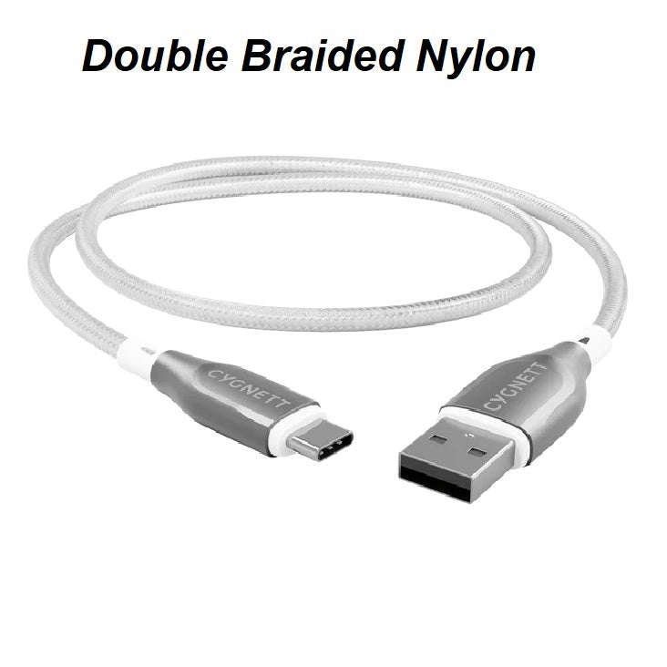 Cygnett Armoured Braided USB-C to USB-A (2.0) Cable (1M) - White (CY4682PCUSA), 3A/60W, 480Mbps, Turbo Charge, Best for Laptop, 5 Years Warranty - Image 2
