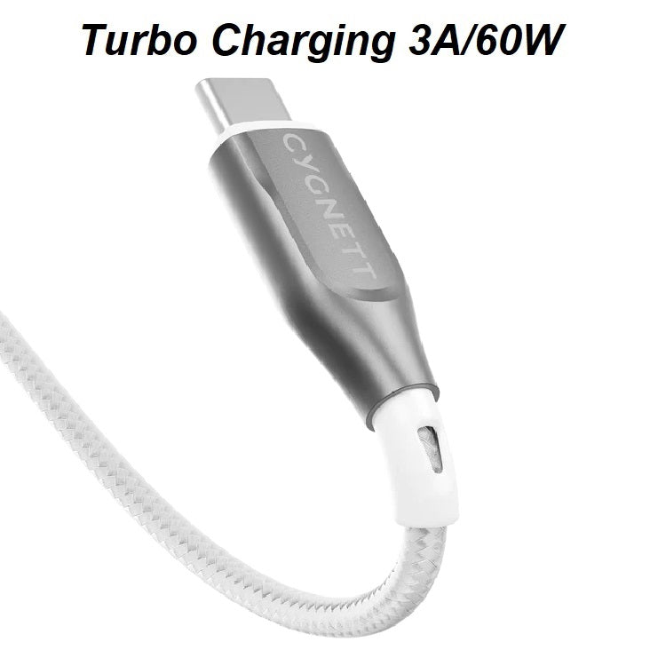 Cygnett Armoured Braided USB-C to USB-A (2.0) Cable (1M) - White (CY4682PCUSA), 3A/60W, 480Mbps, Turbo Charge, Best for Laptop, 5 Years Warranty - Image 4