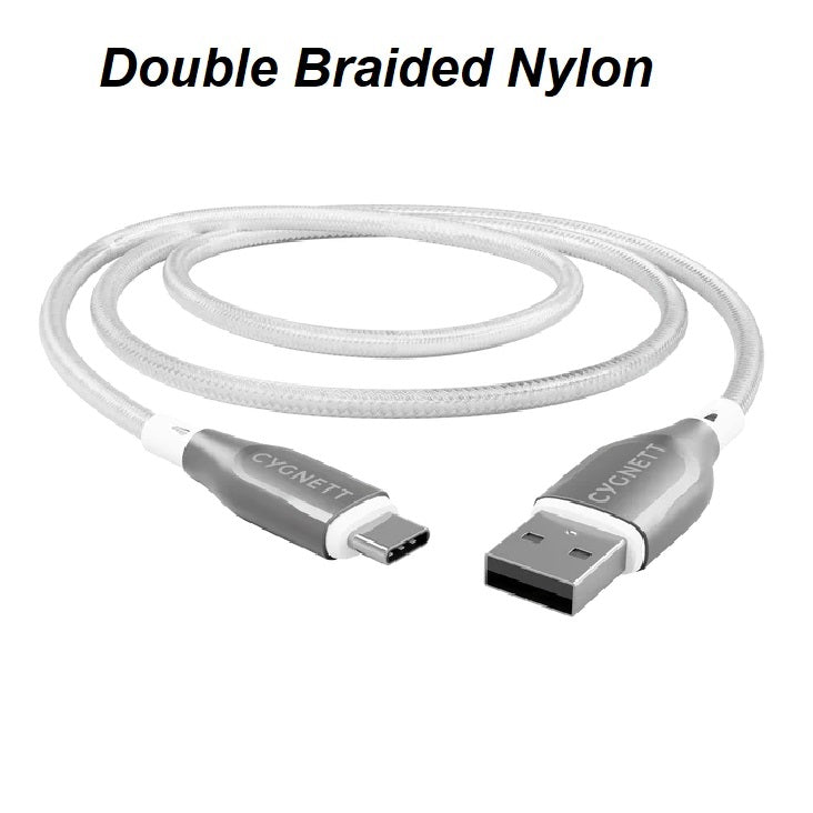 Cygnett Armoured Braided USB-C to USB-A (2.0) Cable (2M) - White (CY4684PCUSA), 3A/60W, 480Mbps, Turbo Charge, Best for Laptop, 5 Years Warranty - Image 2