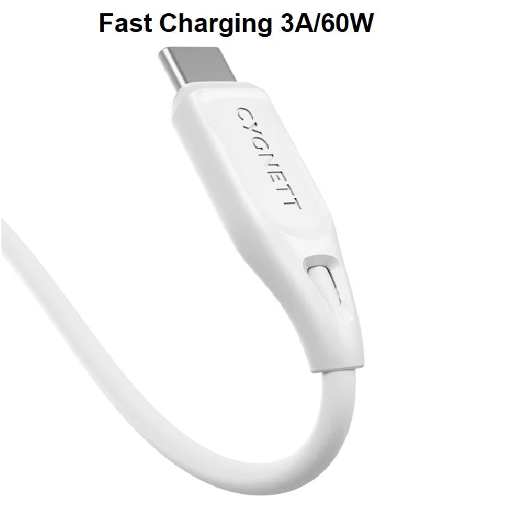 Cygnett Essentials USB-C to USB-C (2.0) Cable (1M) - White (CY4692PCTYC), 3A/60W, 480Mbps, Turbo Charge, Best for Laptop, 2 Years Warranty - Image 4