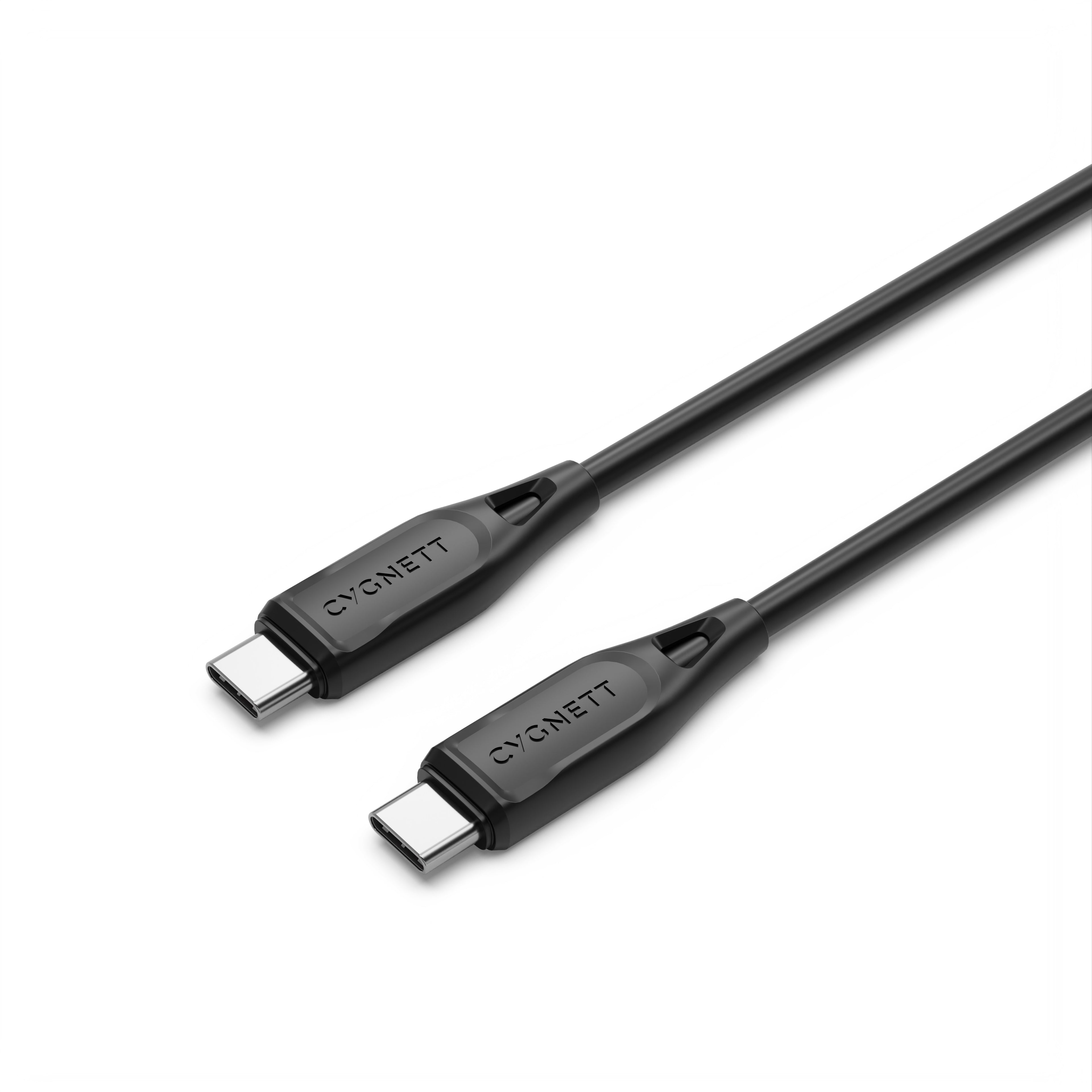Cygnett Essentials USB-C to USB-C (2.0) Cable (2M) - Black (CY4693PCTYC), 3A/60W, 480Mbps, Turbo Charge, Best for Laptop, 2 Years Warranty - Image 1