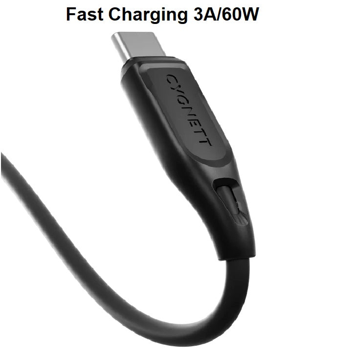 Cygnett Essentials USB-C to USB-C (2.0) Cable (2M) - Black (CY4693PCTYC), 3A/60W, 480Mbps, Turbo Charge, Best for Laptop, 2 Years Warranty - Image 4