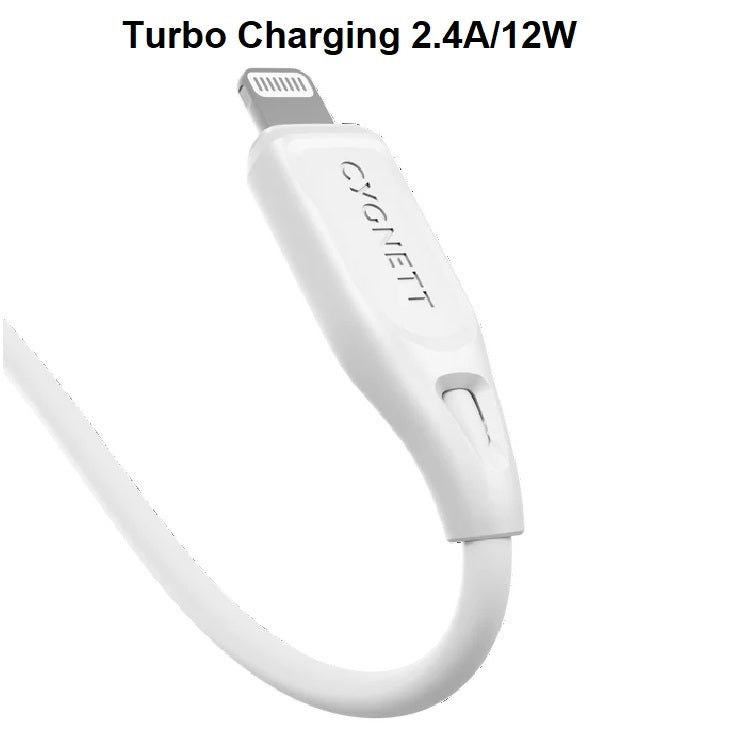 Cygnett Essentials Lightning to USB-A (2.0) Cable (1M) - White (CY4700PCCAL), 2.4A/12W, 480Mbps, Turbo Charge, Apple iPhone, 2 Years Warranty - Image 4