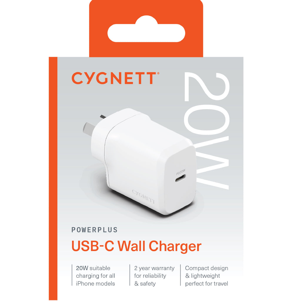 Cygnett PowerPlus 20W USB-C PD Fast Wall Charger - White(CY4732PDWCH), Palm-Size, Portable,Best for iPhone,Samsung & USB-C Devices,2 Years Warranty - Image 4