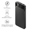 Cygnett ChargeUp Boost 4th Gen 10K mAh Power Bank-Black(CY4747PBCHE)Triple Port(Dual USB-A 15W+1xUSB-C 15W),15cm USB-C Cable,15W Max,2 Years Warranty - Image 1