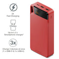 Cygnett ChargeUp Boost 4th Gen 20K mAh Power Bank -Red(CY4753PBCHE)Triple Port(Dual USB-A 15W + 1xUSB-C 15W),15cm USB-C Cable,15W Max,2 Years Warranty - Image 1