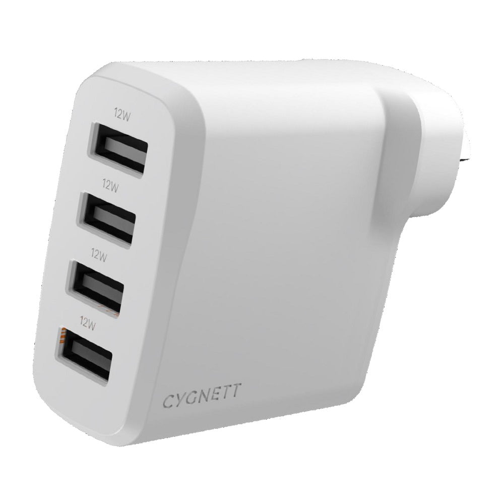 Cygnett PowerPlus 24W Multi Port USB-A Wall Charger - White(CY4768PDWCH) 4xUSB-A (12W),Compact,Lightweight,24W Max,2 Years Warranty - Image 3