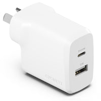 Cygnett PowerPlus 32W Dual Port (20W USB-C + 12W USB-A) PD Fast Wall Charger-White(CY4772PDWCH),Palm-Size,Portable,Charge 2x Devices,2 Years Warranty - Image 1
