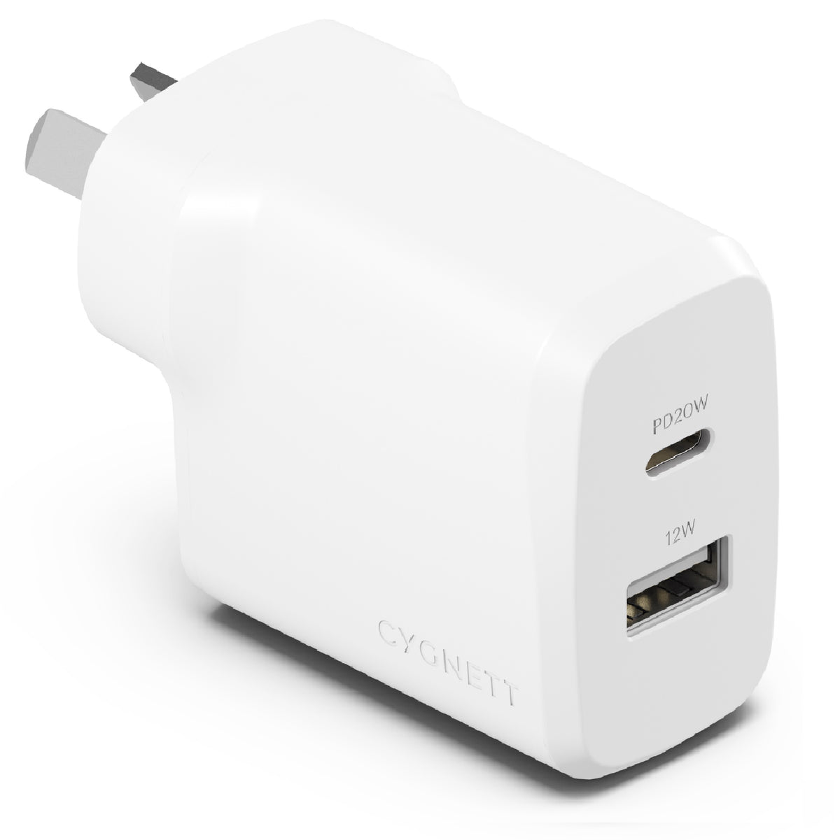 Cygnett PowerPlus 32W Dual Port (20W USB-C + 12W USB-A) PD Fast Wall Charger-White(CY4772PDWCH),Palm-Size,Portable,Charge 2x Devices,2 Years Warranty - Image 5